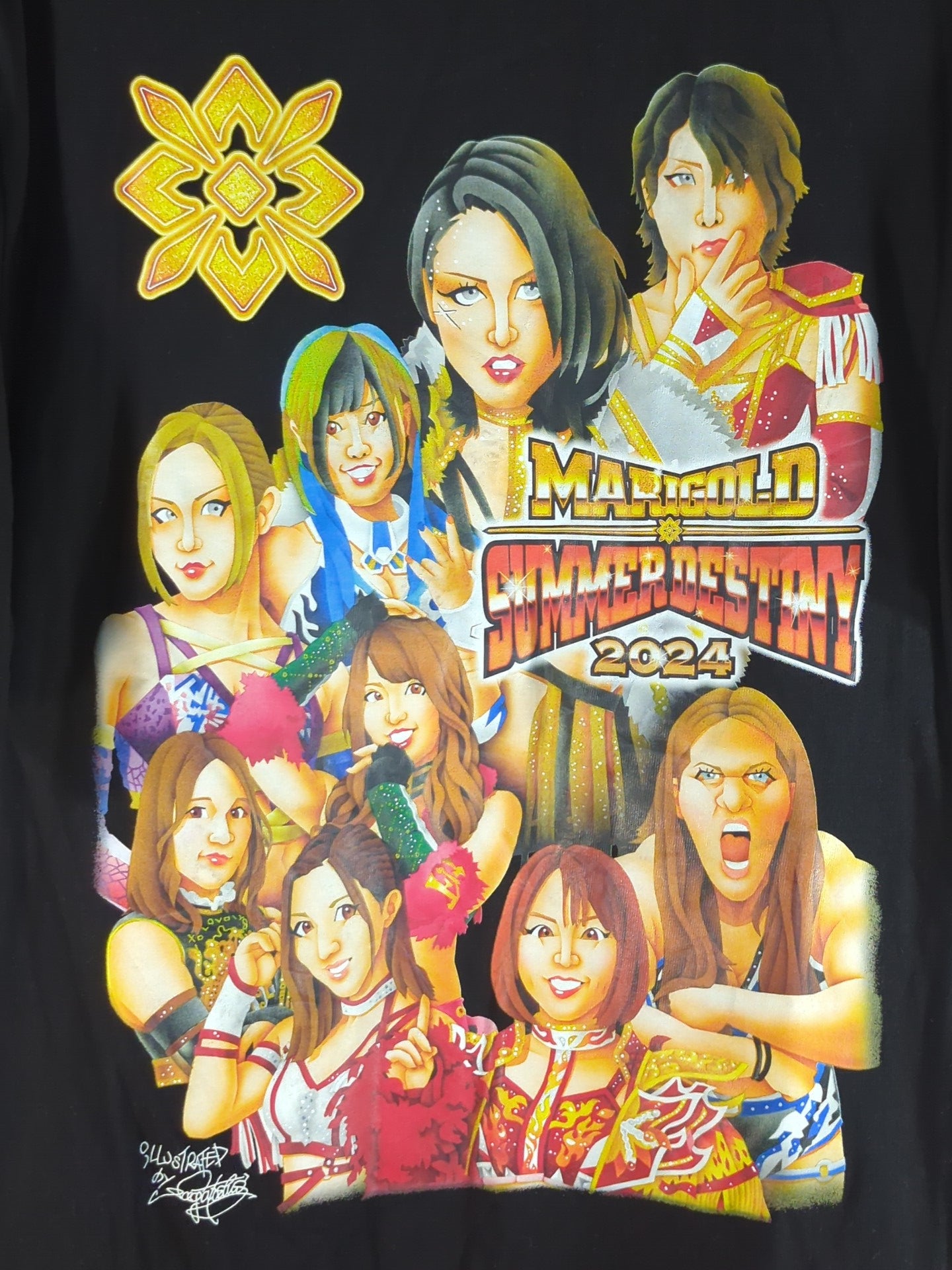 マリーゴールド 最初の両国大会記念 イラストTシャツ　XL マリーゴールド 両国大会記念 イラスト Tシャツ – 闘道館