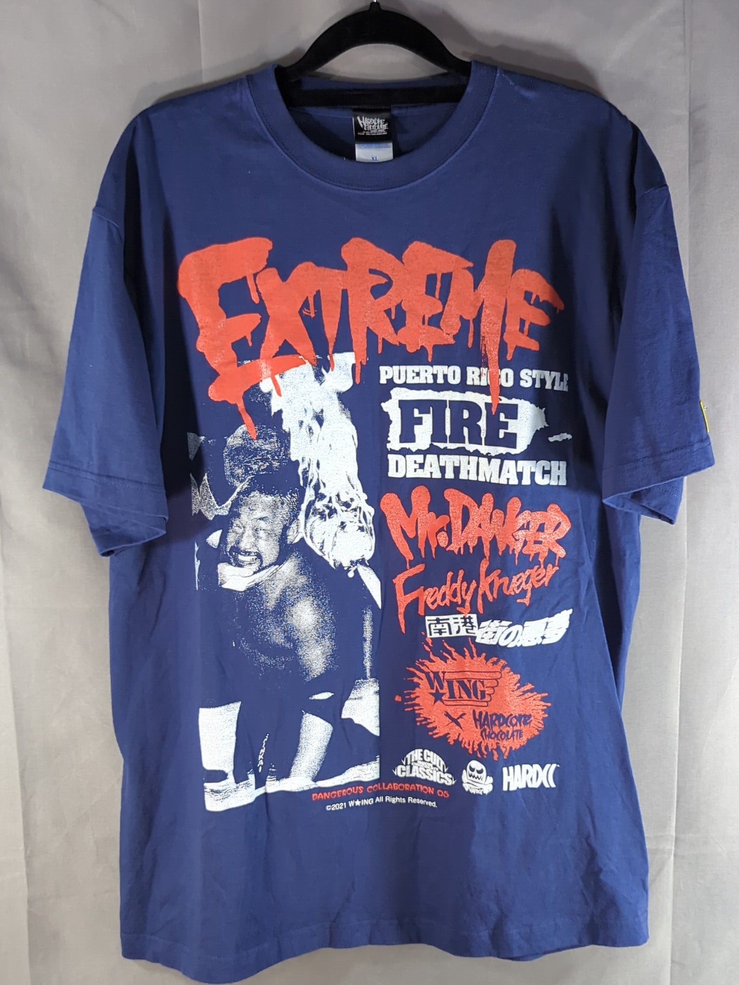 W★ING ファイヤーデスマッチ 南港街の悪夢(インディゴ) Tシャツ