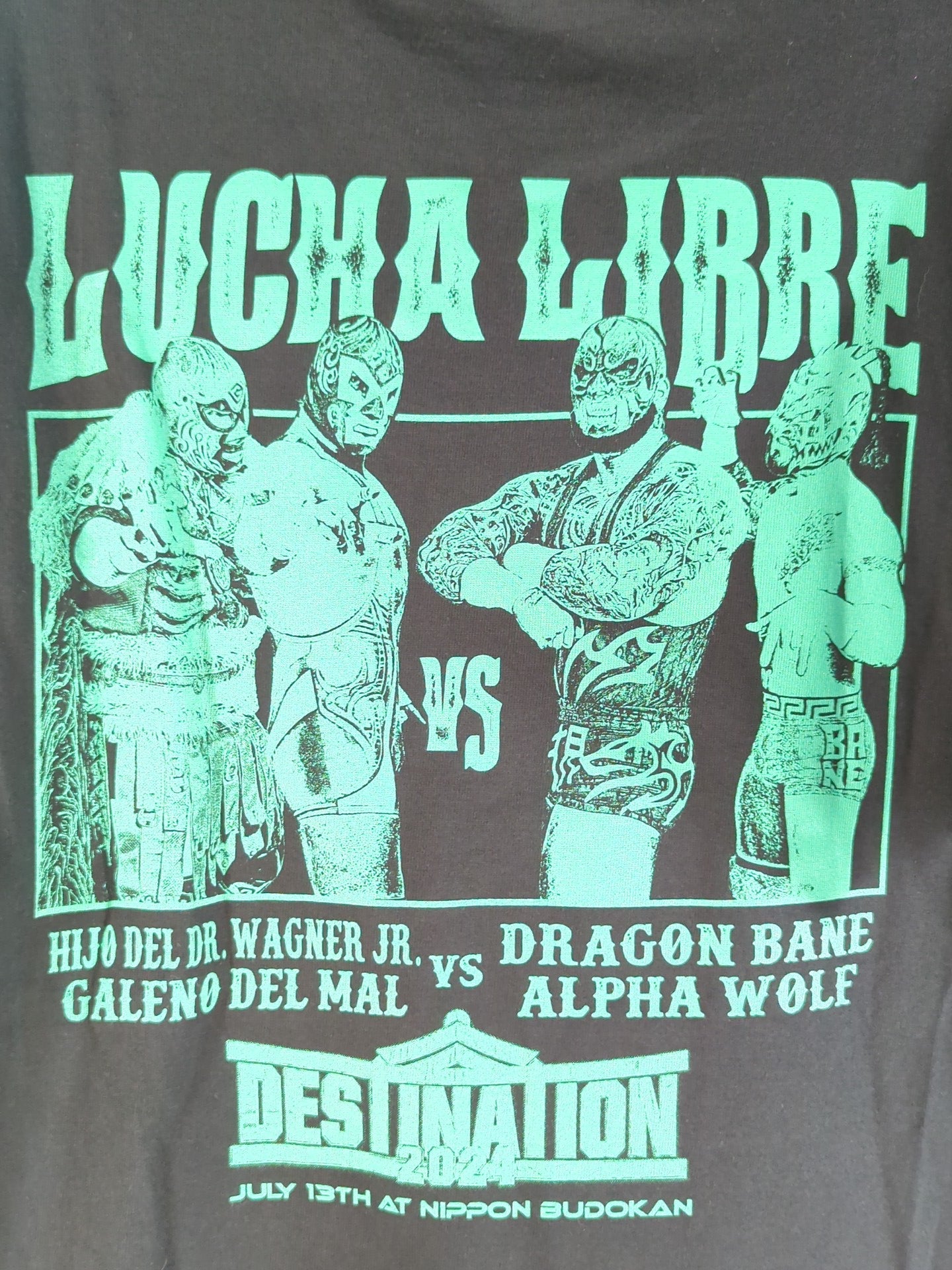 [Hijo de Dr. Wagner Jr  & Galeno del Mar 2 hand signed autographs ] LUCHA LIBRE Special Tag Match Commemorative T-Shirt