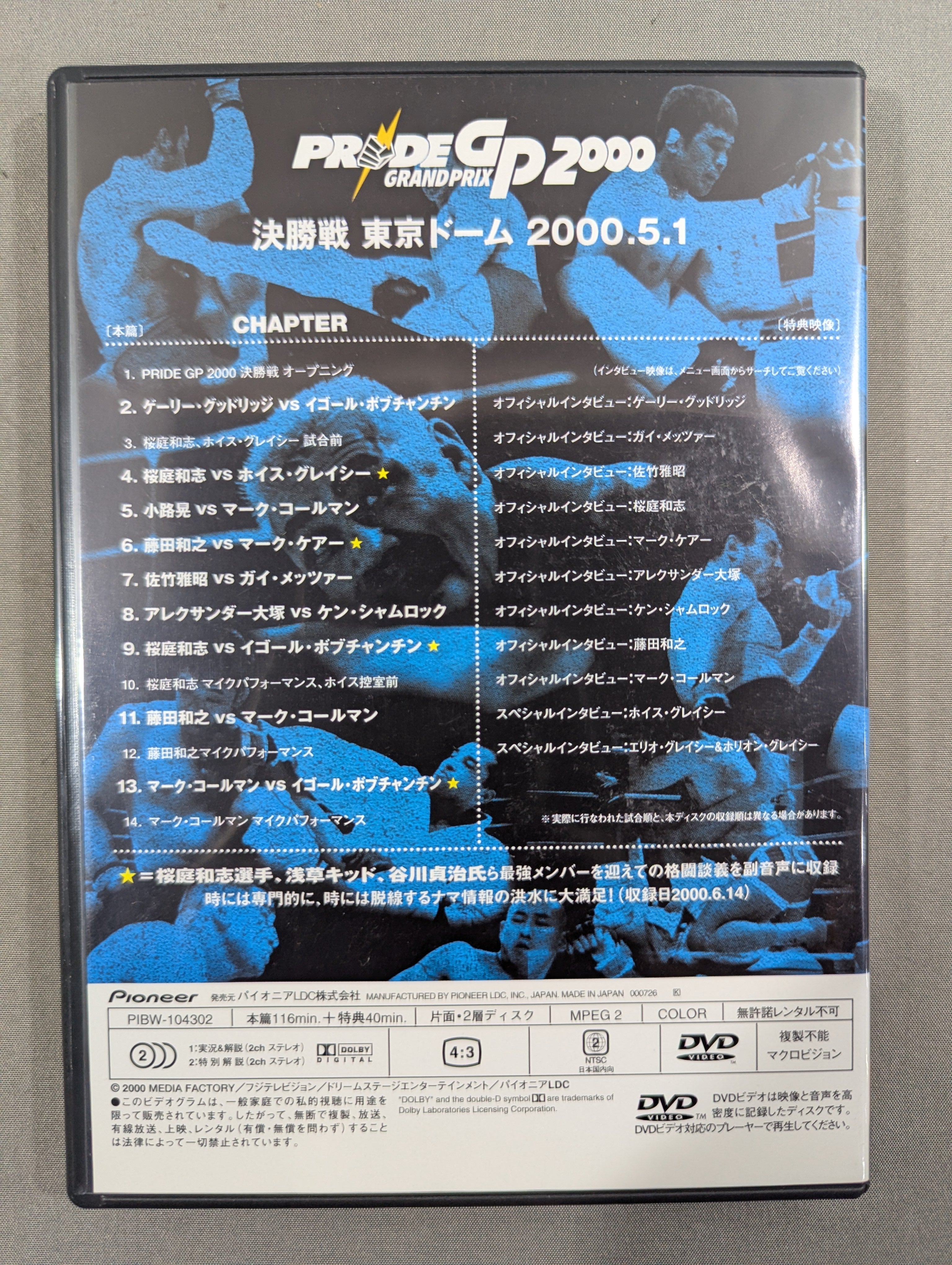PRIDE GP2000決勝戦桜庭和志vsホイス・グレイシーチケット半券 PRIDE GP 2000 ☆開幕戦＆決勝戦☆ – 闘道館