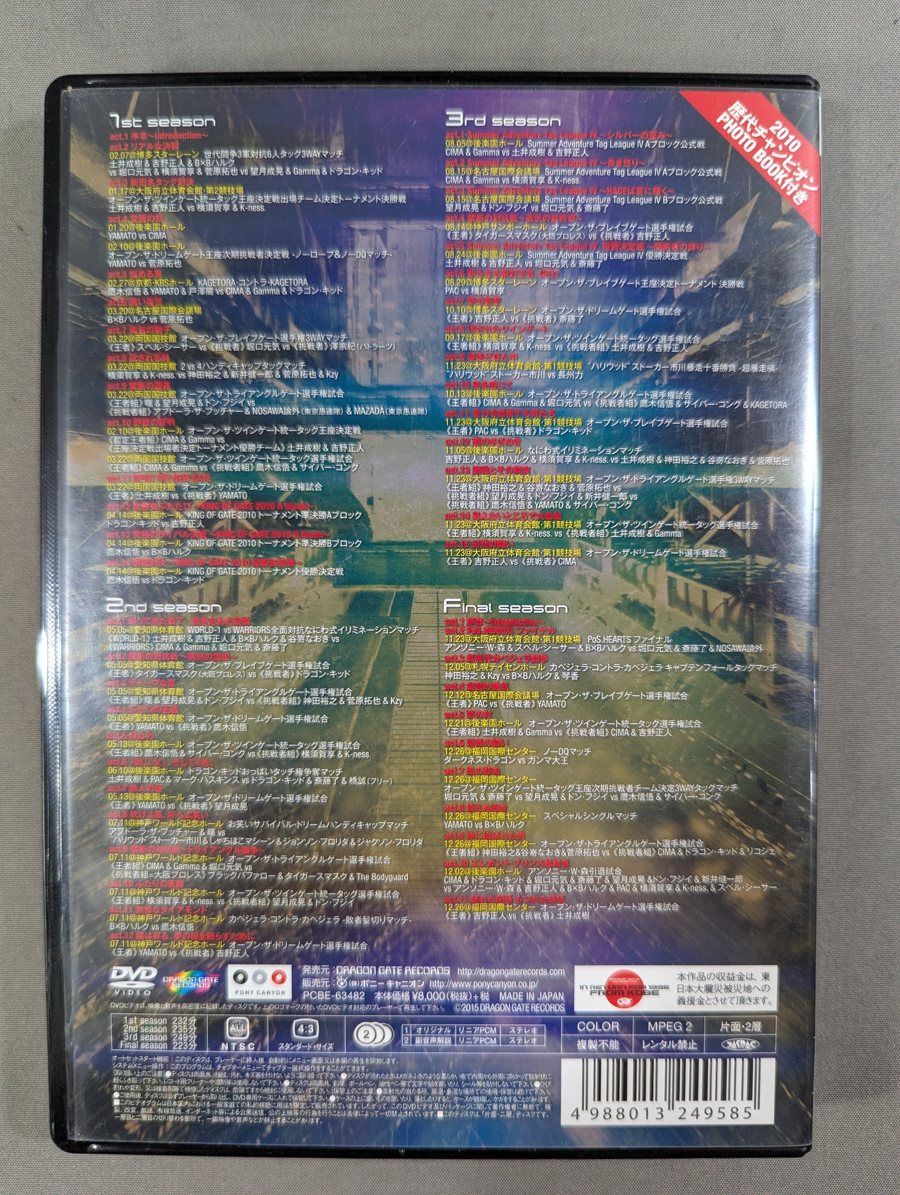 DRAGON GATE 2010 DVD-BOX ☆東日本大震災復興支援チャリティDVD-BOX