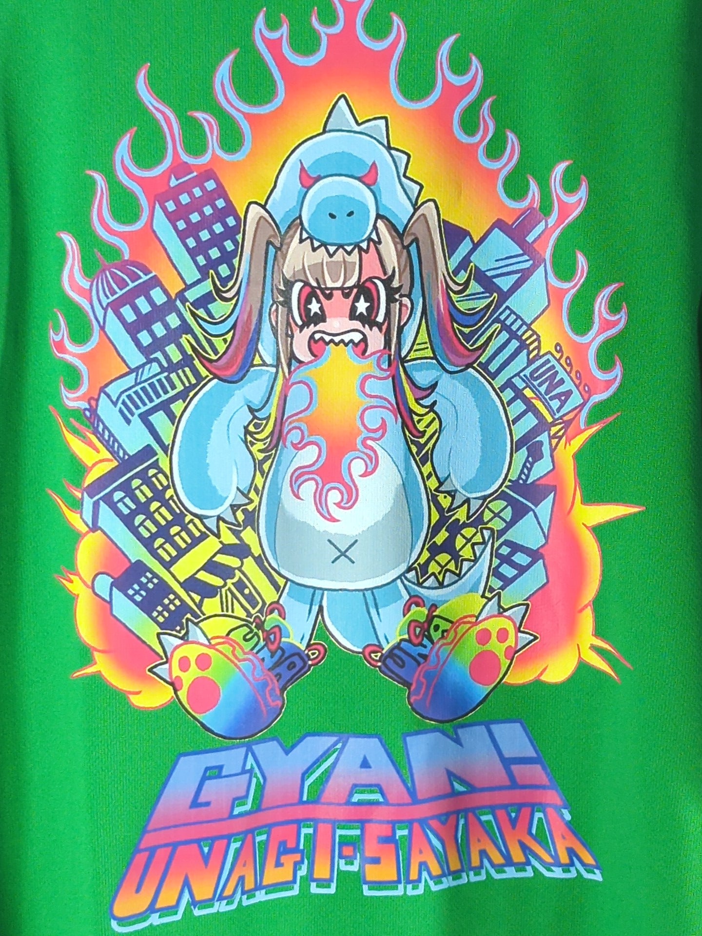 ウナギ・サヤカ「ぎゃん!」ロングスリーブTシャツ(グリーン)