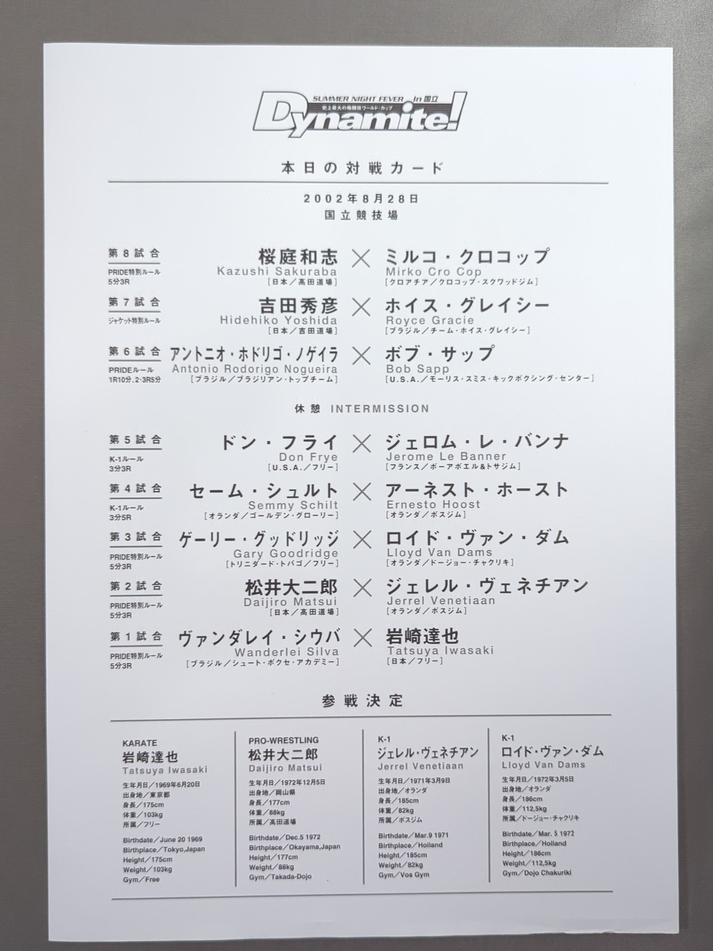 史上最大の格闘技ワールド・カップ Dynamite! SUMMER NIGHT FEVER in