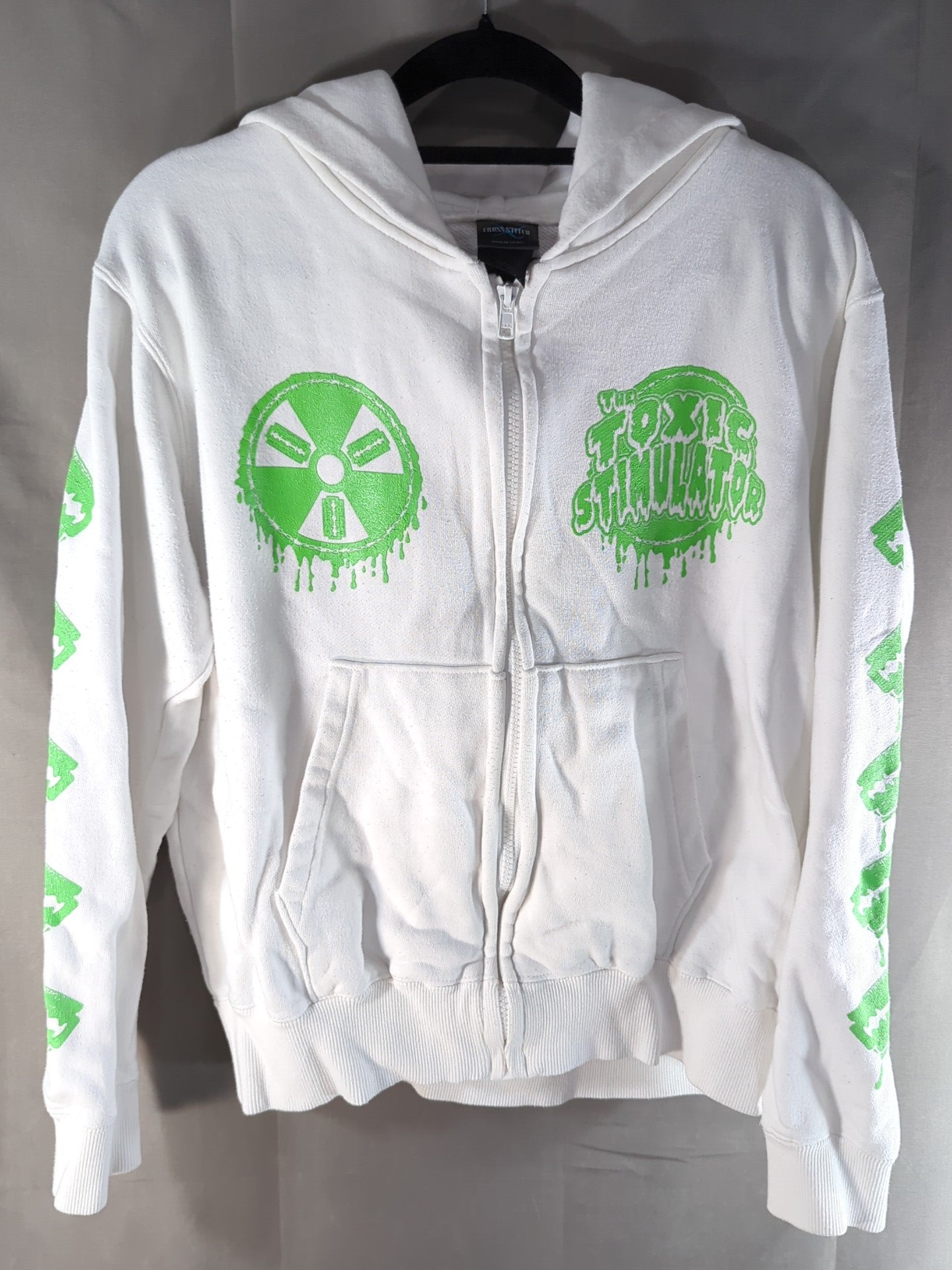 葛西純「THE TOXIC STIMULATOR」ジップパーカー(ホワイト×グリーン