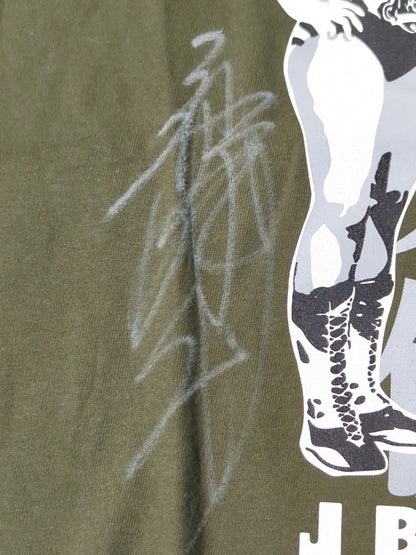 【直筆Wサイン入り】JBエンジェルス(立野記代＆山崎五紀)「跳爆天使」イラストTシャツ(モスグリーン)