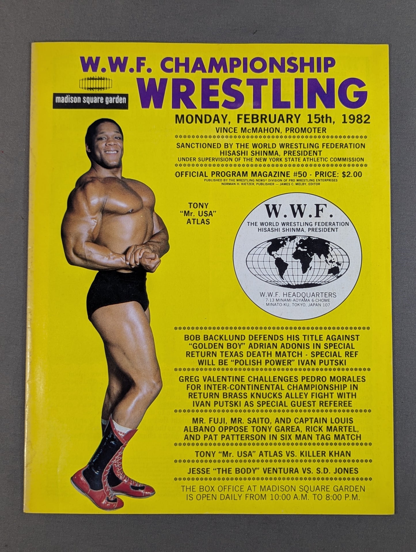 ★バックランドvsアドニス 王座戦★ W.W.F. CHAMPIONSHIP WRESTLING OFFICIAL PROGRAM MAGAZINE No.50