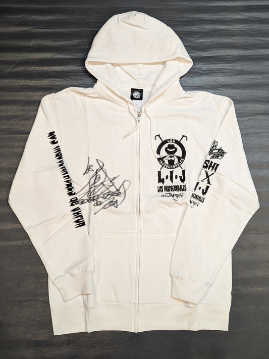 【hand signed autograph】 BUSHI  Ji hoodie  (white× black)