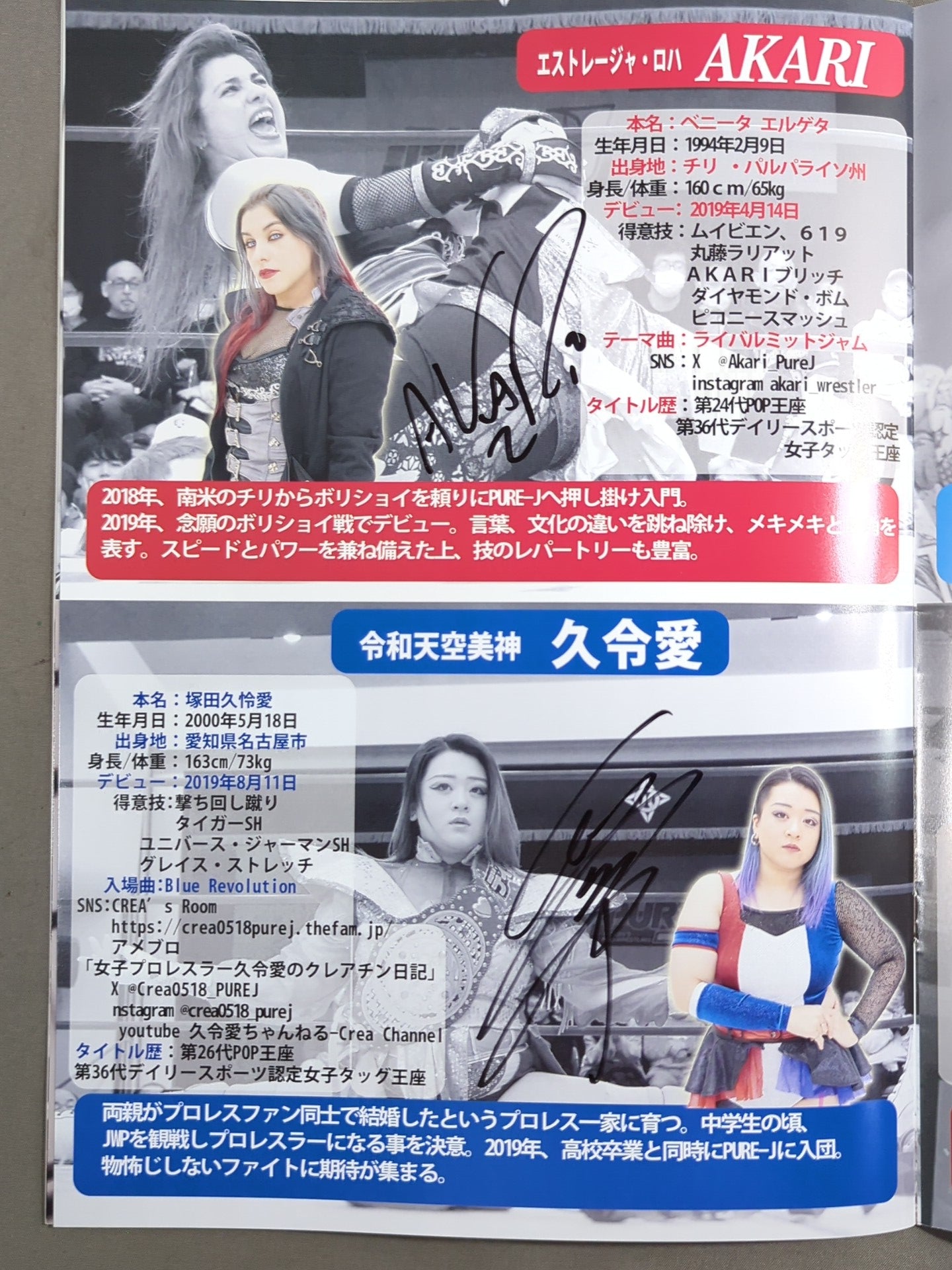 10選手直筆サイン入り】PURE-J女子プロレス オフィシャルパンフレット