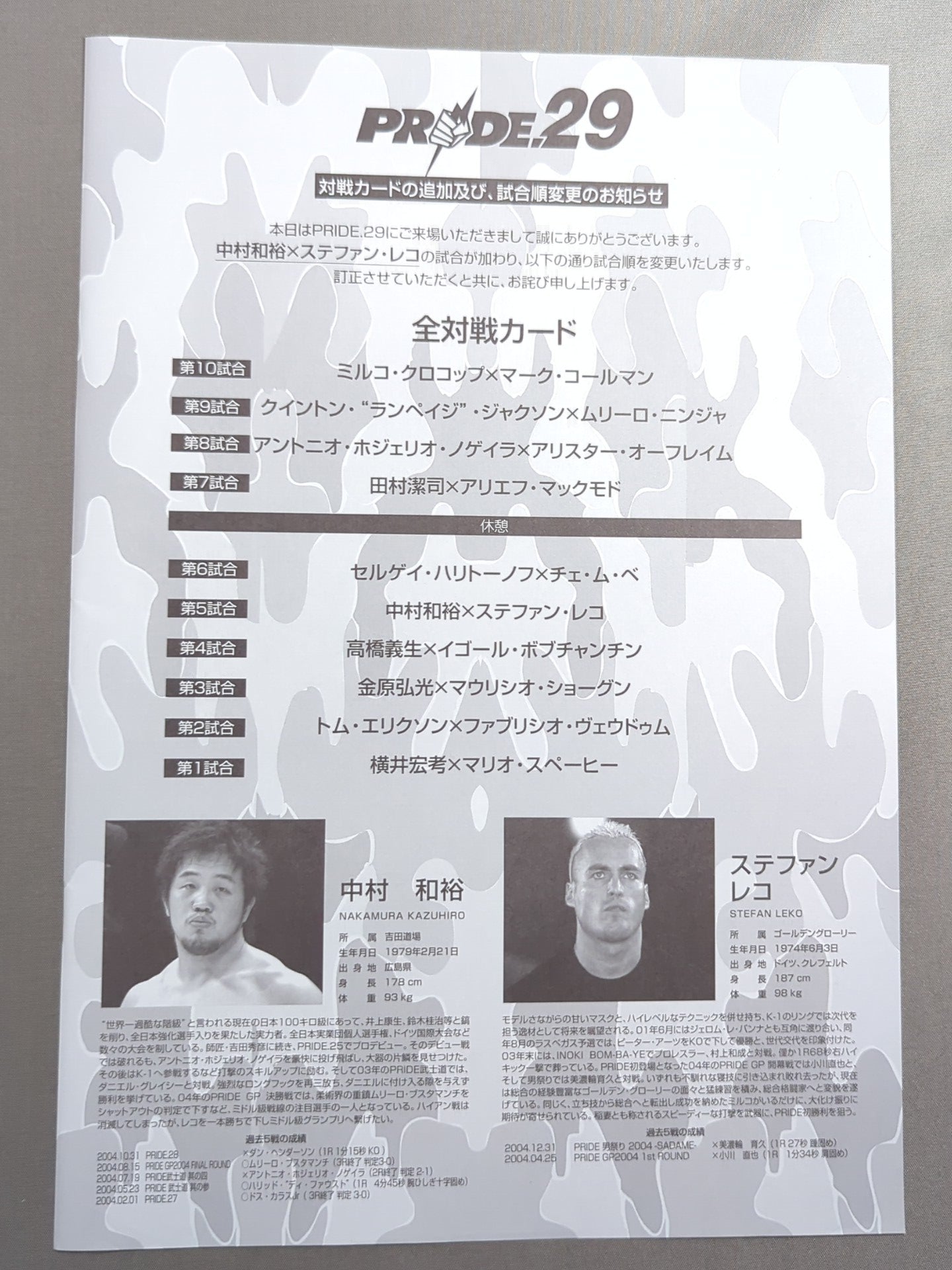 PRIDE GP他半券セット PRIDE.29 – 闘道館