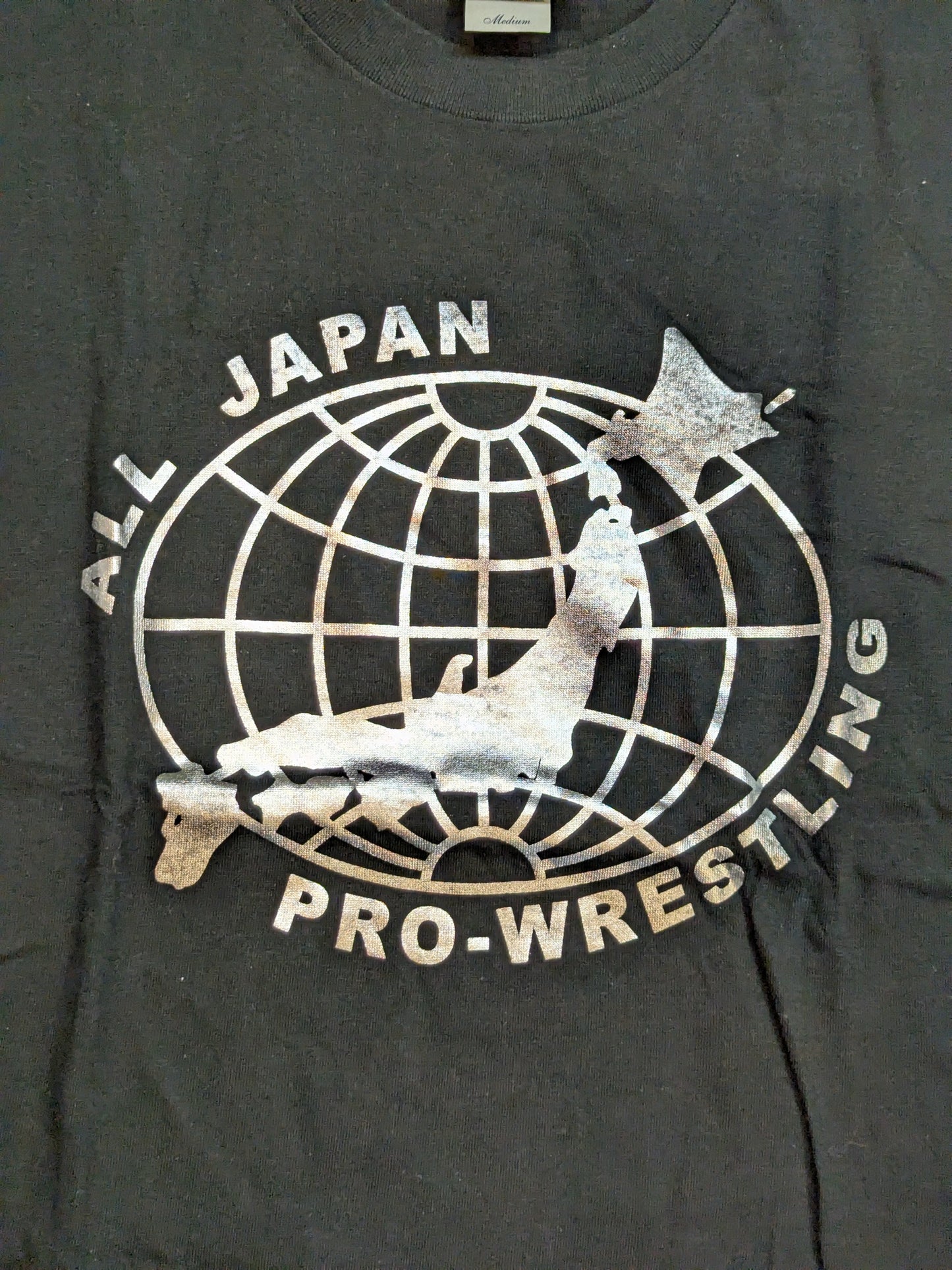 全日本プロレス「35周年」ロゴ Tシャツ(ブラック×シルバー)