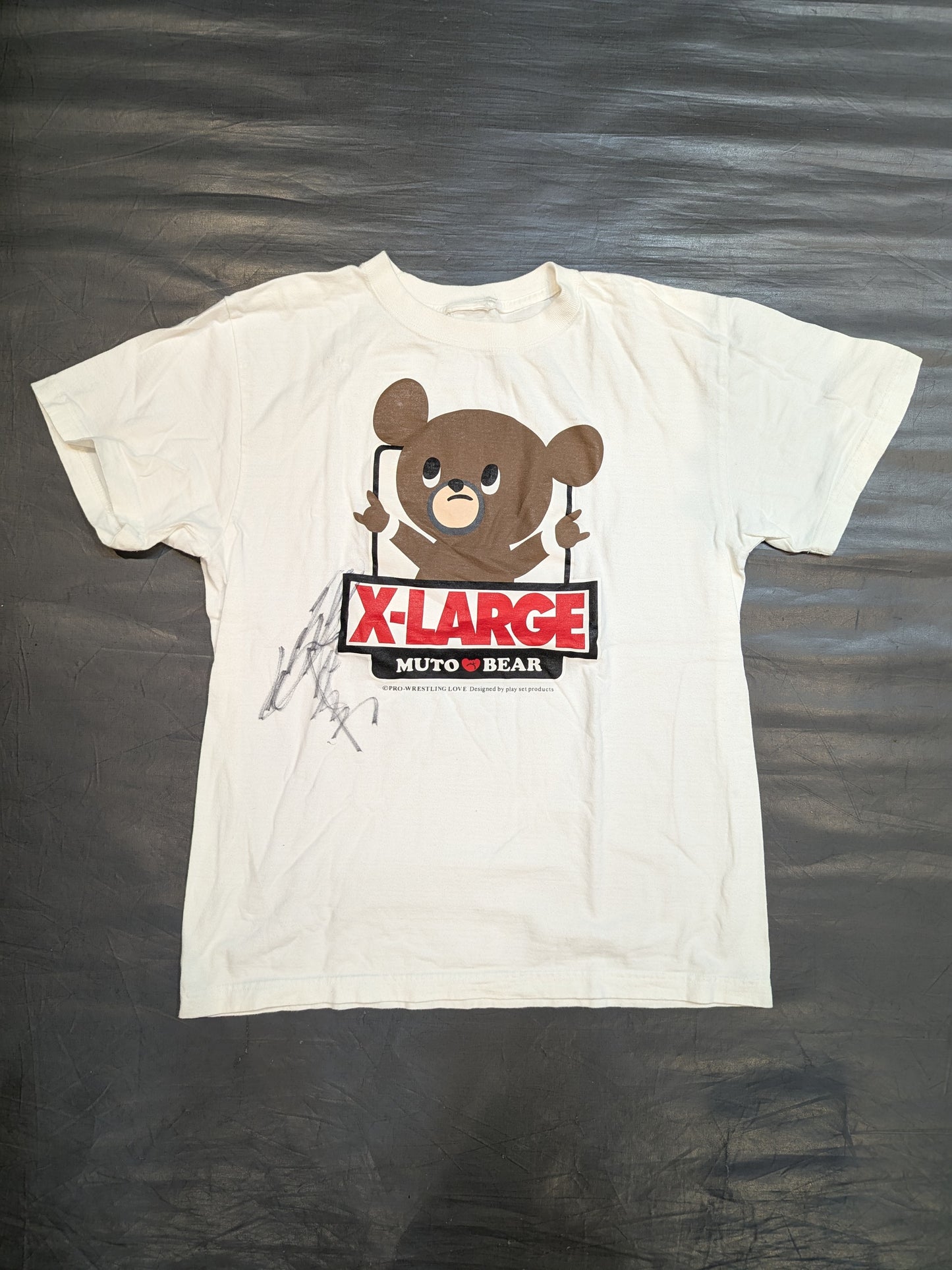 【直筆サイン入り】武藤敬司「武藤ベアー」Tシャツ①(全日本プロレス / ホワイト)