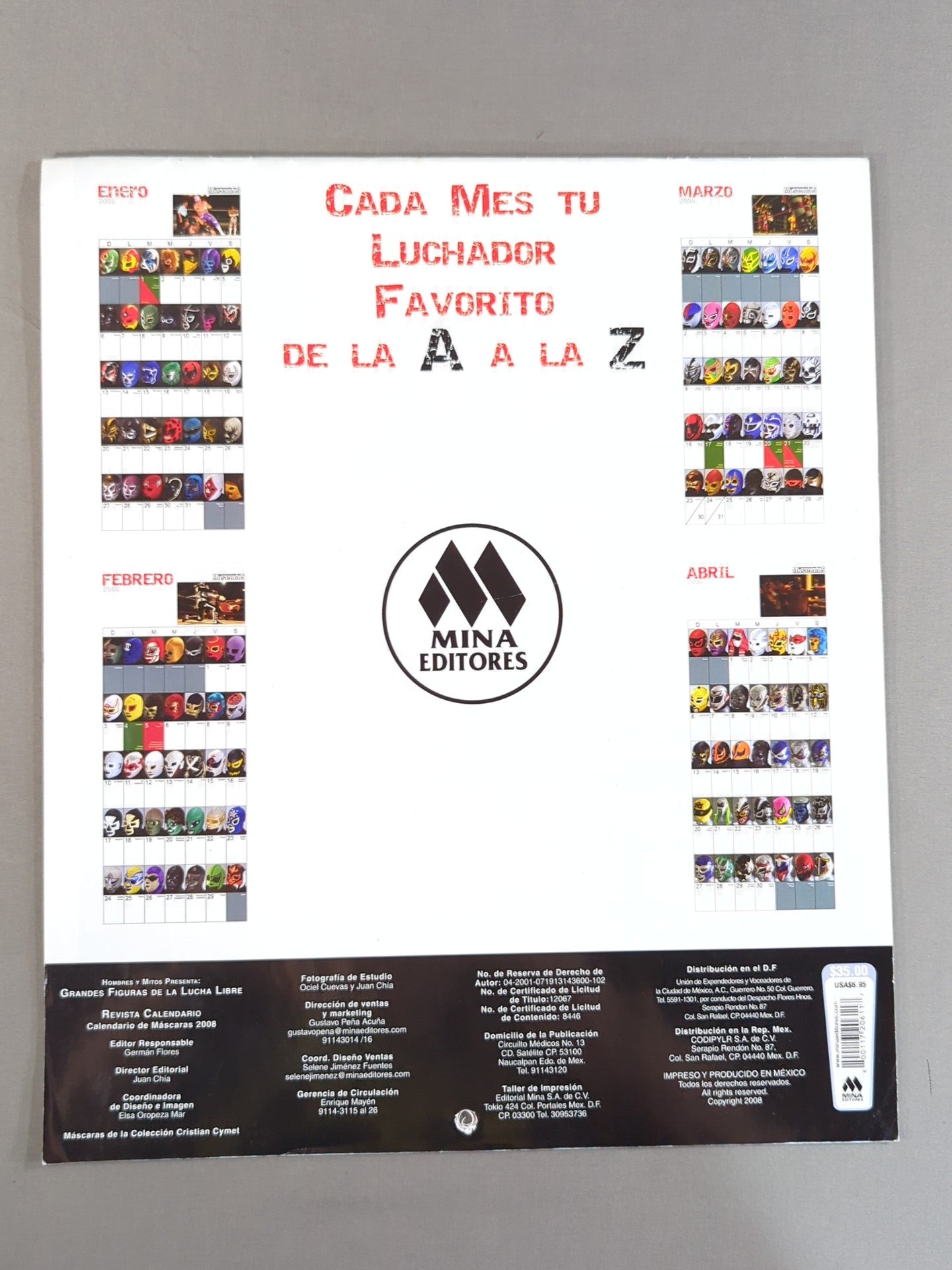 CALENDARIO DE MASCARAS 2008