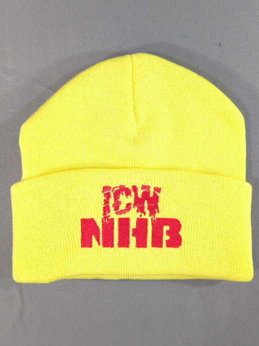 \\ICW NHB ニットキャップ②(イエロー×レッド)