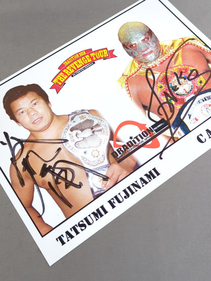 Tatsumi Fujinami & El Canek hand signed autograph  Pro-Photo 