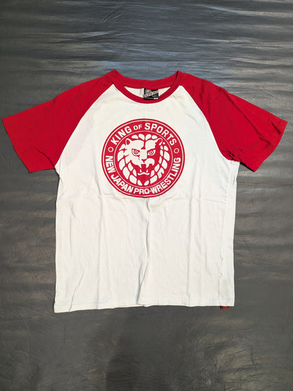New Japan Pro Wrestling × Shimamura Lion Mark Raglan T-shirt (White×Red)