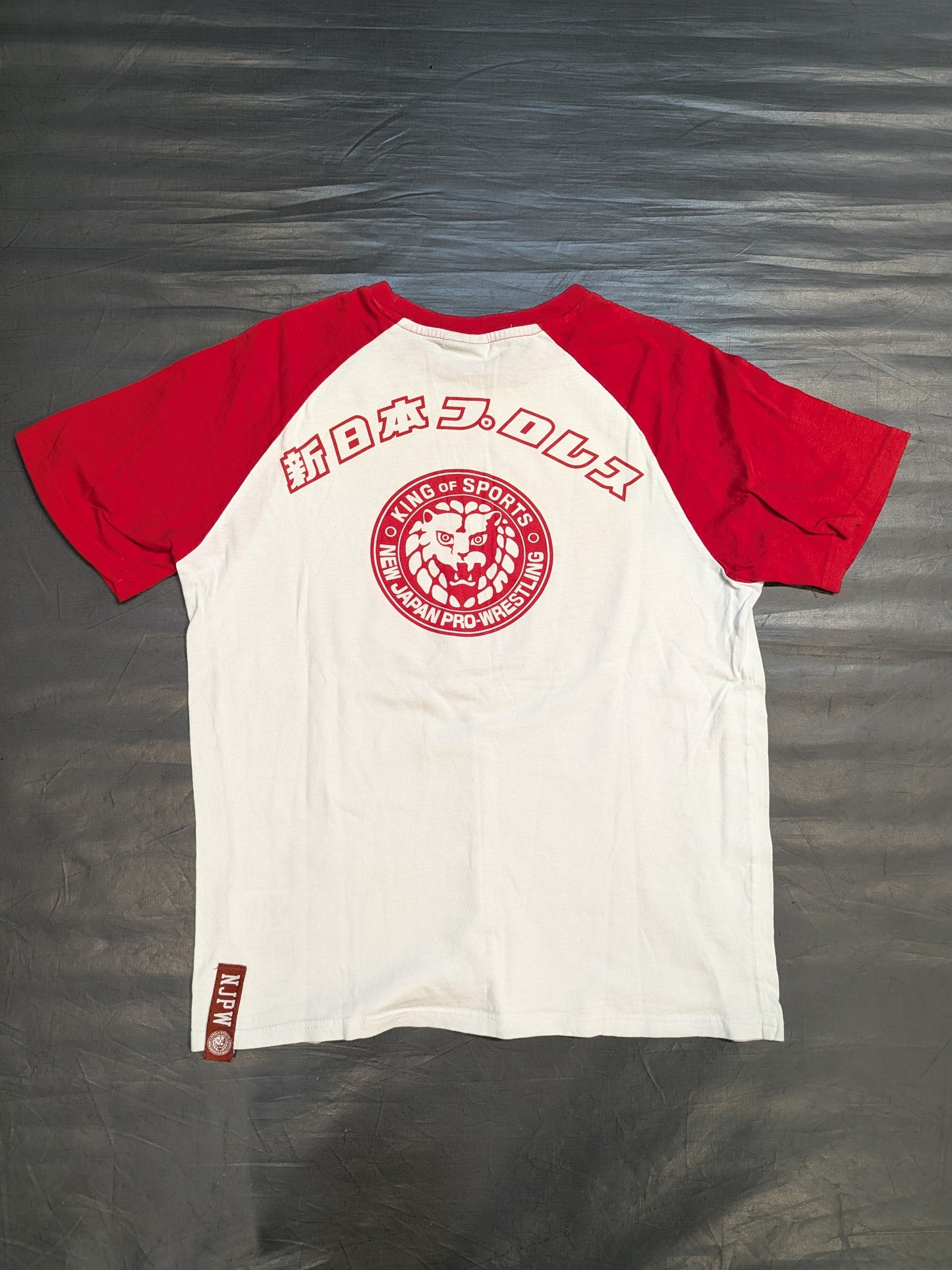 New Japan Pro Wrestling × Shimamura Lion Mark Raglan T-shirt (White×Red)