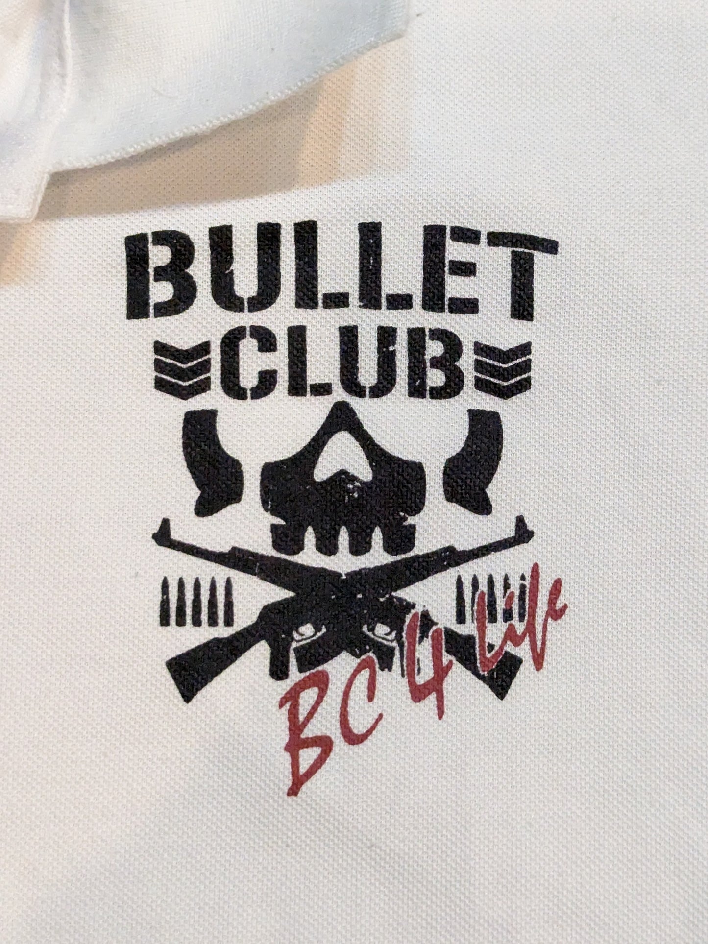 BULLET CLUB × Abayle 'BC-4 Life' Polo Shirt (2) (White)