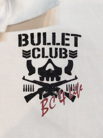 BULLET CLUB × Abayle 'BC-4 Life' Polo Shirt (2) (White)