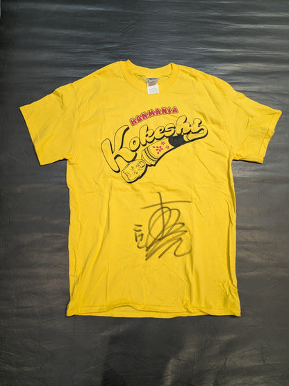 【hand signed autograph】 Tomoaki Honma " HONMANIA Kokeshi" T-shirt