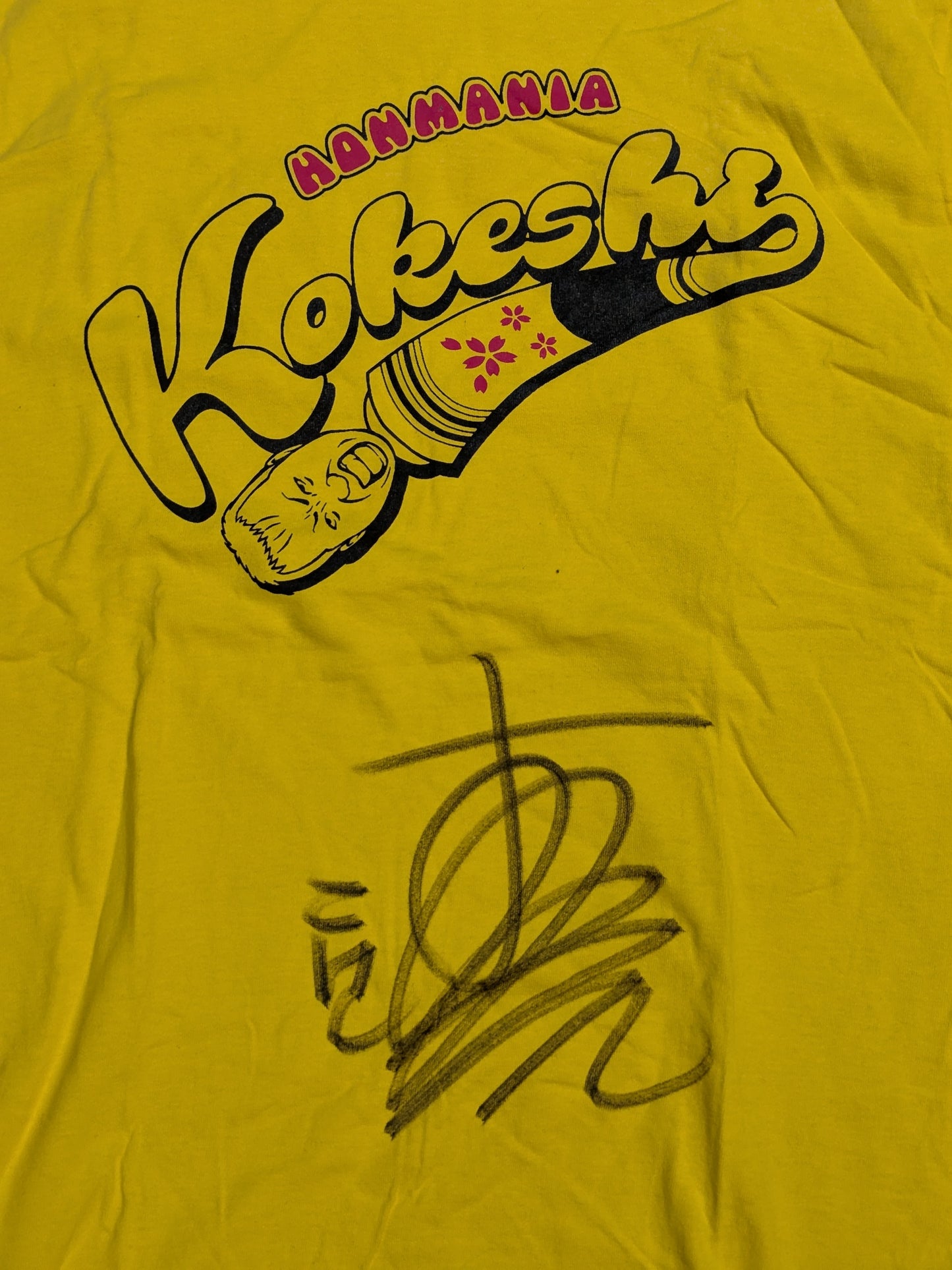 【hand signed autograph】 Tomoaki Honma " HONMANIA Kokeshi" T-shirt