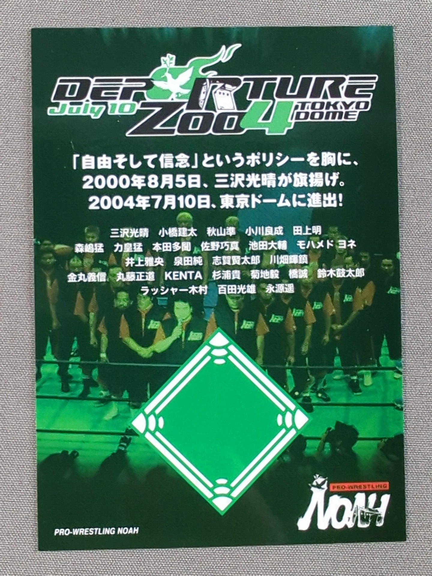 Pro-wrestling  NOAH 2004.7.10 Tokyo Dome Advance Commemorative Worn by Him  Ring Canvas Card