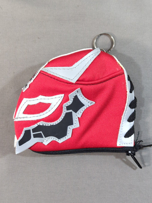 BUSHI マスクコインケース・キーホルダー(赤×銀)