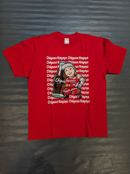 【hand signed autograph】 Chigusa Nagayo 「YES! CHIGUSA! YES!」 Illustration T-Shirt (2) (Red)