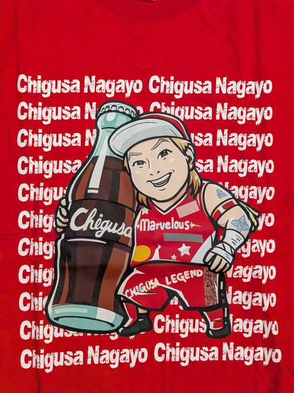 【hand signed autograph】 Chigusa Nagayo 「YES! CHIGUSA! YES!」 Illustration T-Shirt (2) (Red)
