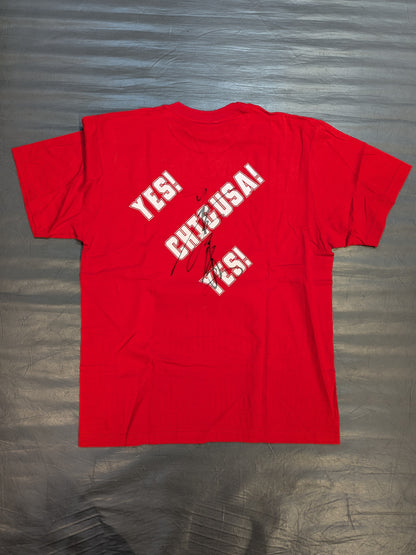 【hand signed autograph】 Chigusa Nagayo 「YES! CHIGUSA! YES!」 Illustration T-Shirt (2) (Red)