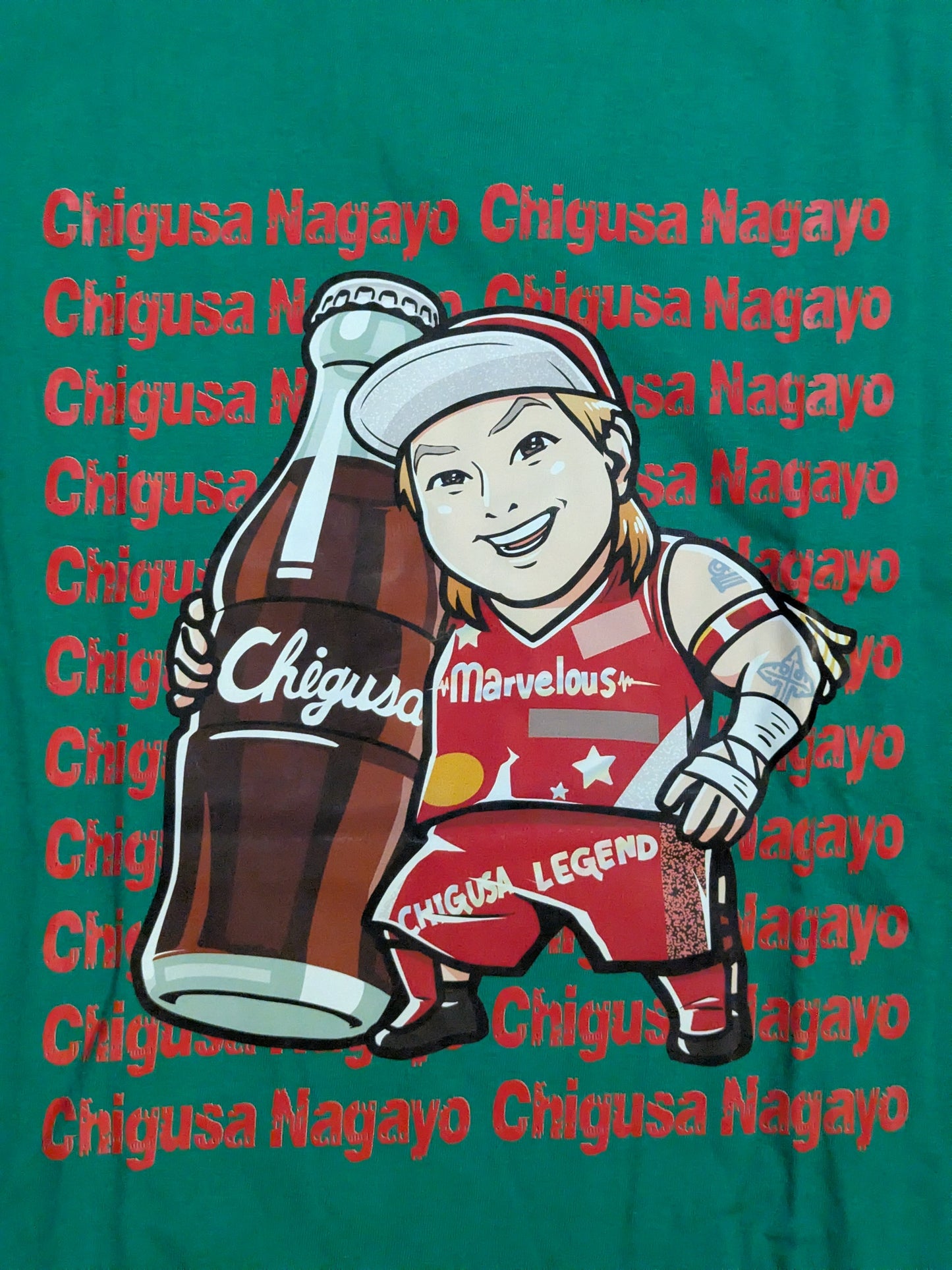 Chigusa Nagayo: "YES!" CHIGUSA! YES!」 Illustration T-Shirt (1) (Green)