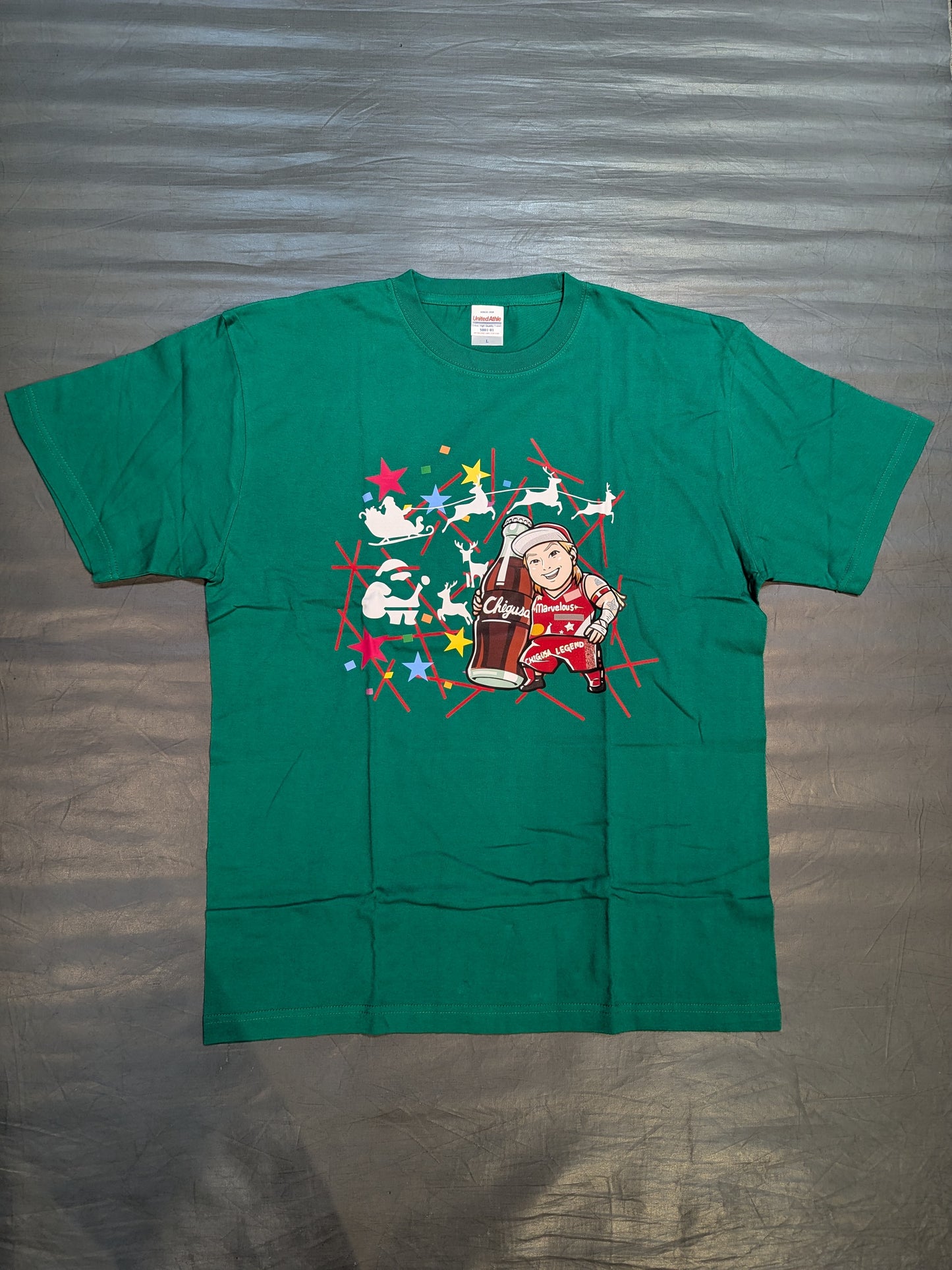 Chigusa Nagayo "Christmas" Illustration T-Shirt (2) (Green)