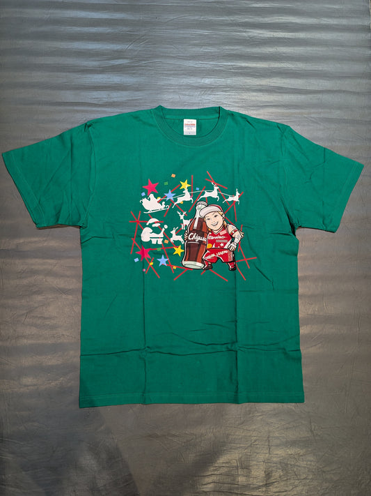 Chigusa Nagayo "Christmas" Illustration T-Shirt (2) (Green)