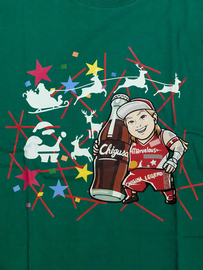 Chigusa Nagayo "Christmas" Illustration T-Shirt (2) (Green)