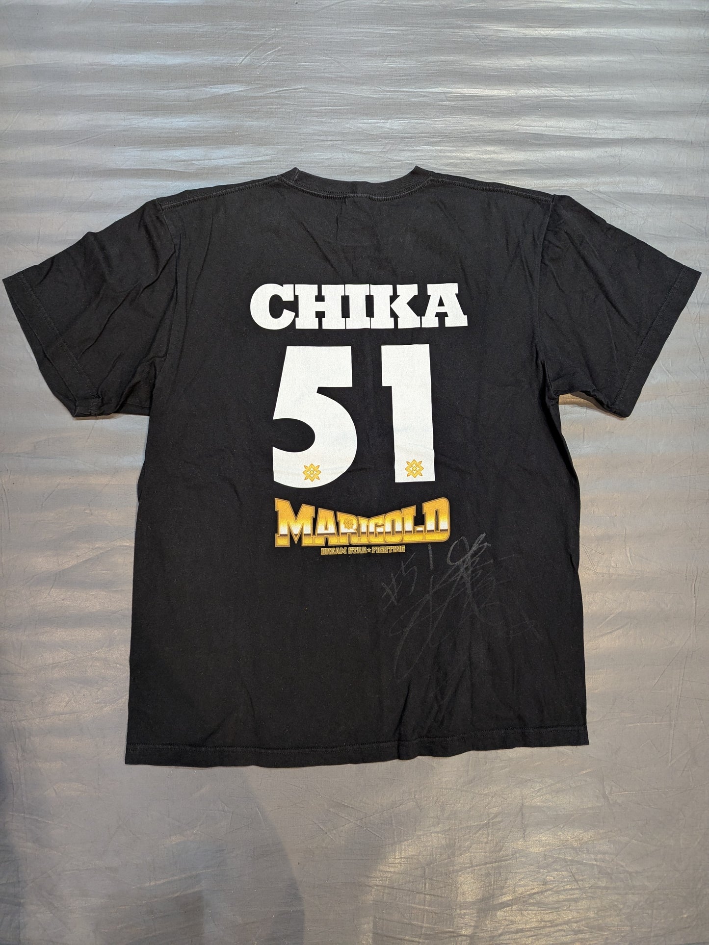 【hand signed autograph】 Chika Goto  #51 Marigold Jersey Number T-Shirt (Black)