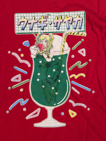 UNAGI SAYAKA "Vivid Melon Soda Brief Flavor" T-shirt (Red)