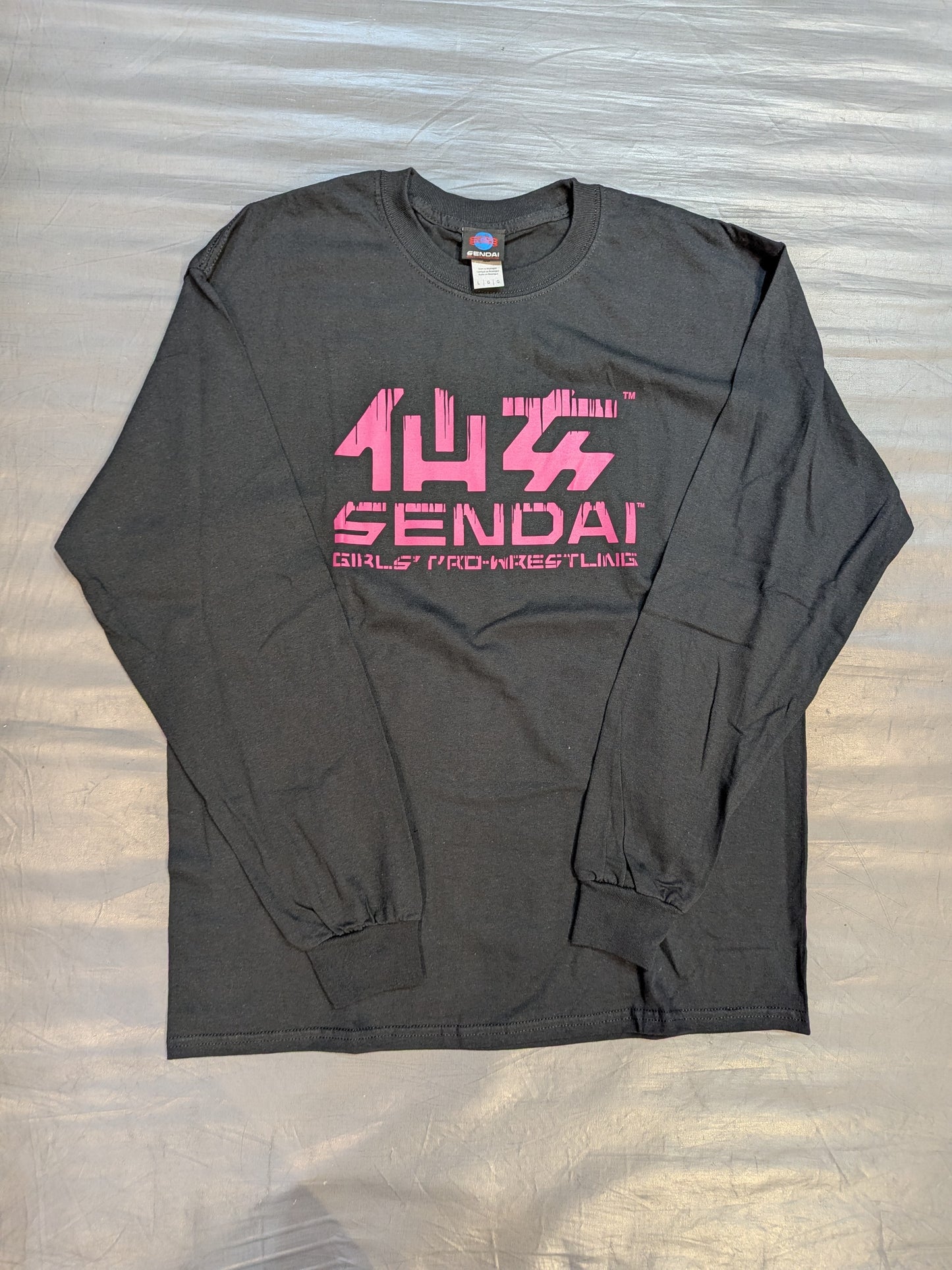 センダイガールズプロレスリング ロングスリーブTシャツ(ブラック×ピンク)