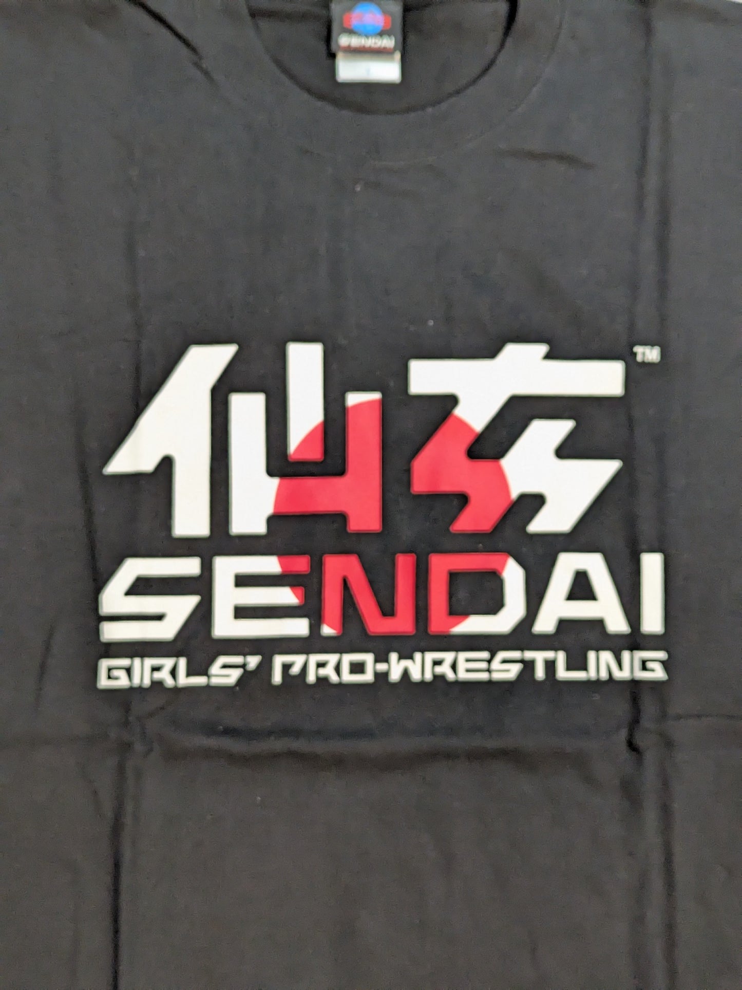 センダイガールズプロレスリング Tシャツ(ブラック×日の丸)