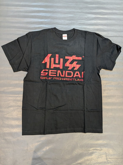 Sendai Girls Pro-wrestling  T-Shirt (Black×Red)