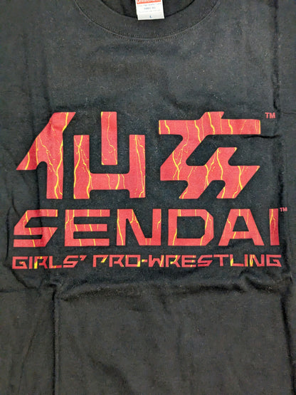 Sendai Girls Pro-wrestling  T-Shirt (Black×Red)