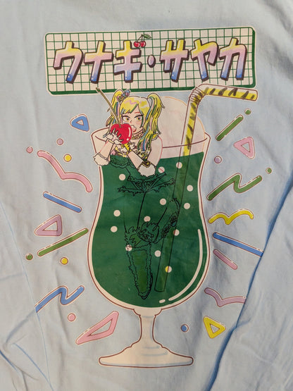 ウナギ・サヤカ「極彩メロンソーダブリーフ味」ロングスリーブTシャツ(ライトブルー)
