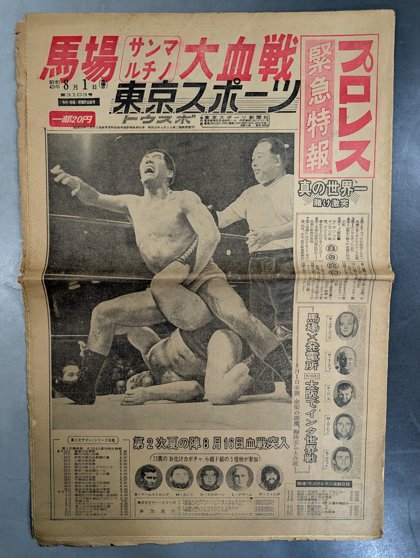東京スポーツ号外 1968年8月1日号