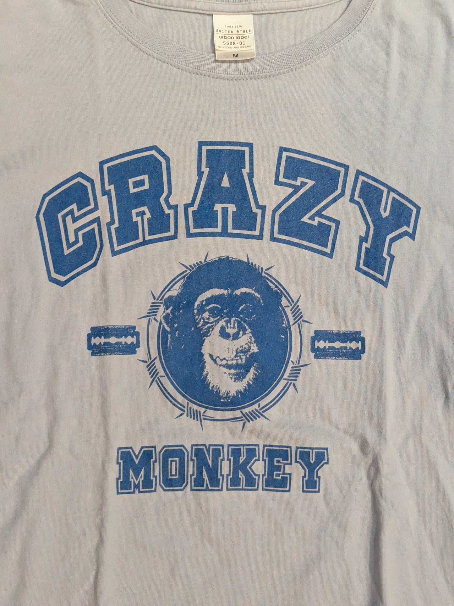 Jun Kasai 'CRAZY MONKEY Big Silhouette' T-shirt (Light Blue)