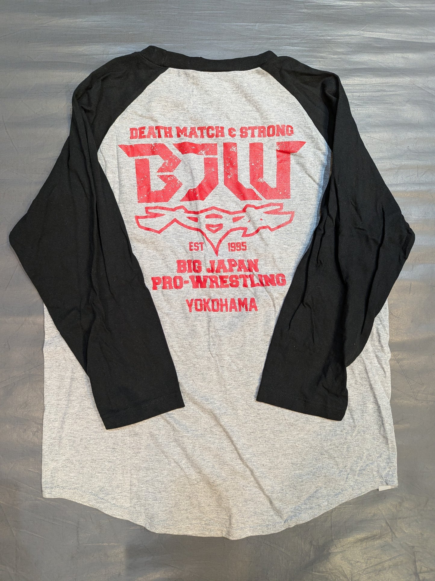 Big Japan Pro Wrestling  "BJW" Raglan T-shirt (Gray×Black)