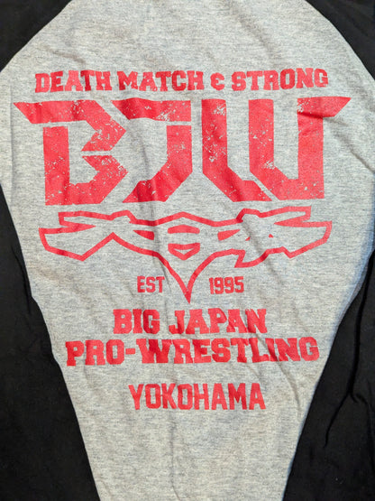 Big Japan Pro Wrestling  "BJW" Raglan T-shirt (Gray×Black)