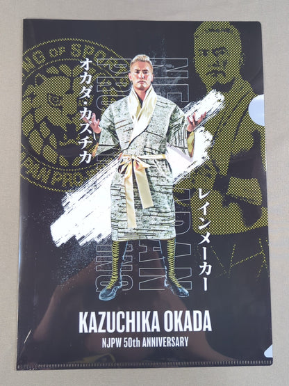 オカダ・カズチカ 新日本プロレス50周年 クリアファイル＆ステッカーセット