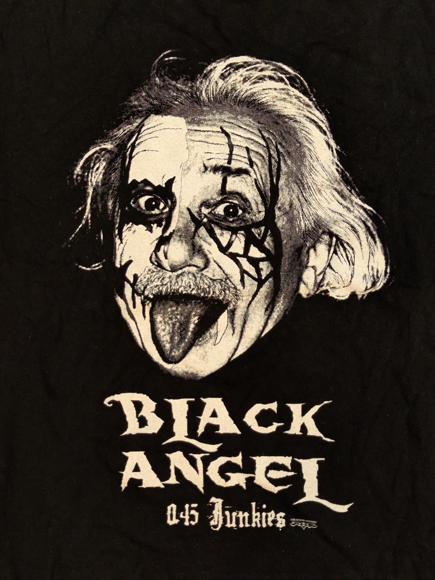 045 Jazaru Kikiki's (Jun Kasai & "Black Angel" Jaki Numazawa) ) "BLACK ANGEL 045 Junkies" Einstein Parody T-Shirt