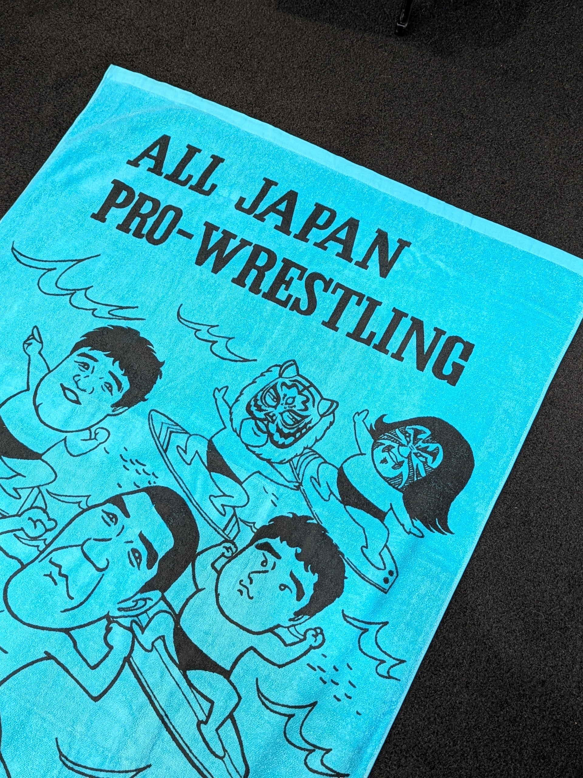 全日本プロレス「選手イラスト」バスタオル(サーフィン・青) – 闘道館