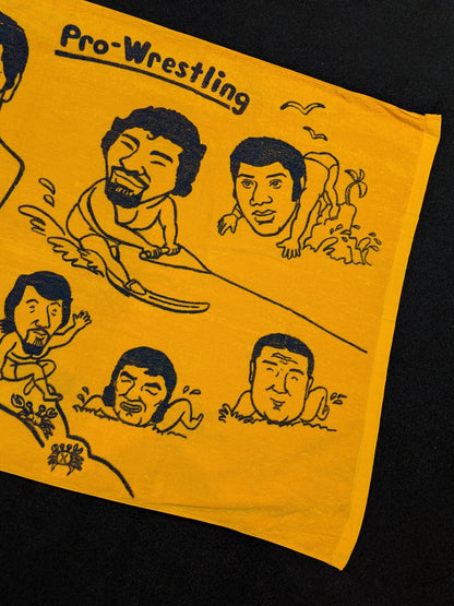 全日本プロレス「選手イラスト」バスタオル(海・オレンジ)