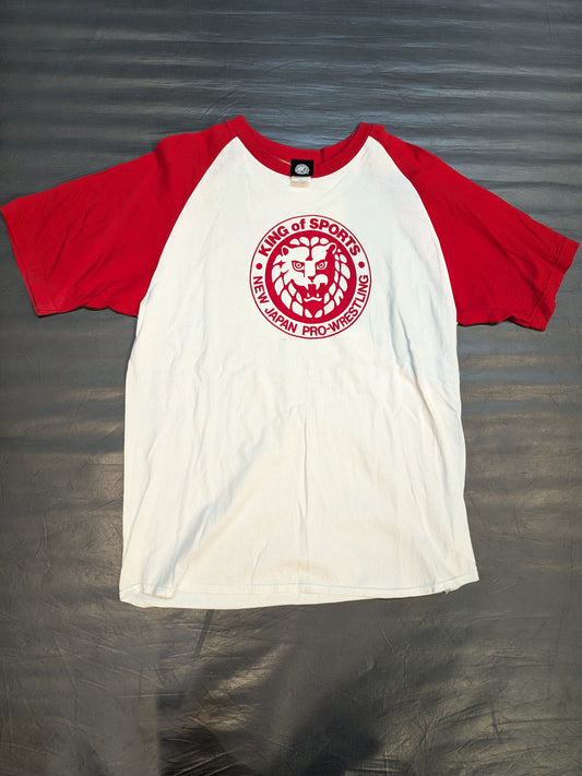ライオンマーク ラグラン Tシャツ③(ホワイト×レッド)