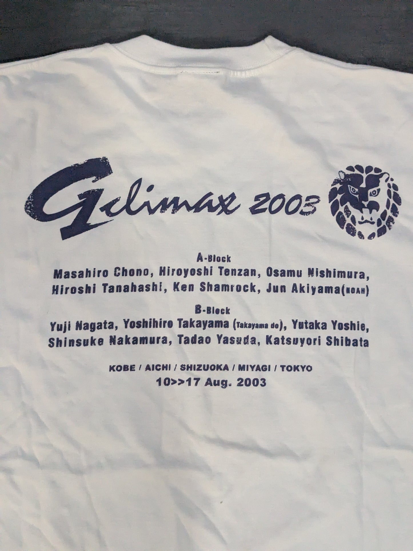 [Osamu Nishimura  hand signed autograph ] G1 CLIMAX 2003 T-shirt